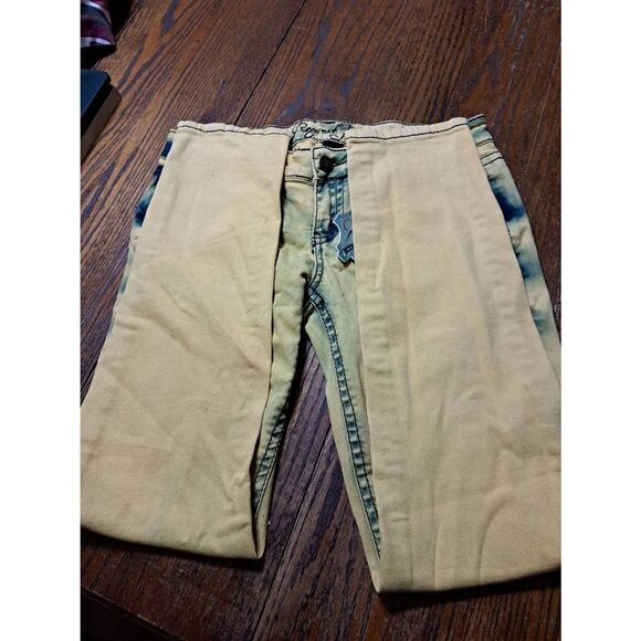 New Size 9/29 Request Jeans Yellow Blue Streetwear Denim Blue Jeans Pockets NWT - Picture 3 of 5